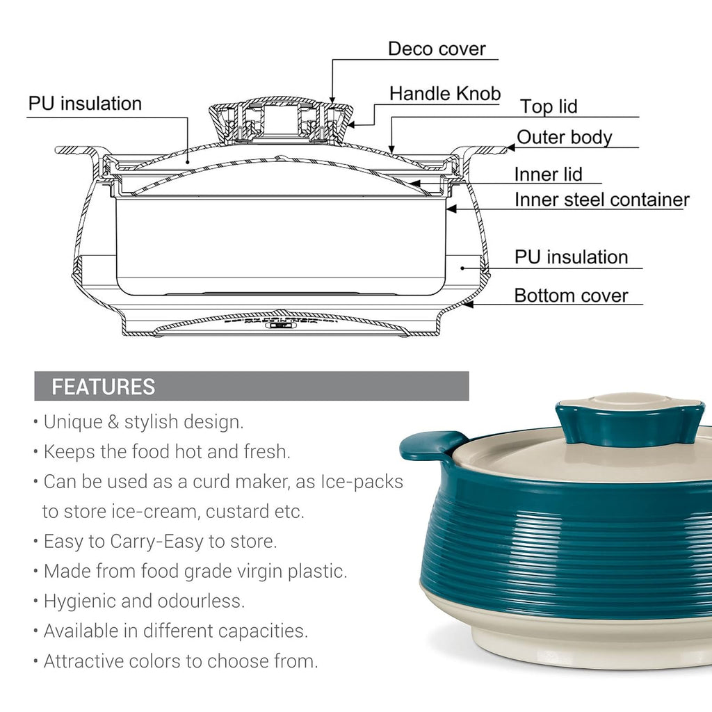 MILTON Venice 2000 Double Walled Inner Stainless Steel Serving Casserole 1850 ml