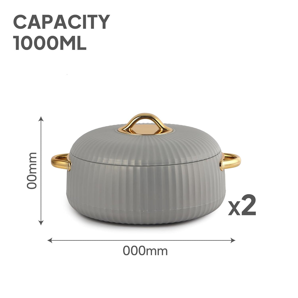 CELLO Aurum Insulated Casserole Hot Pot Box Set of 2 Pcs 1000ml Grey |