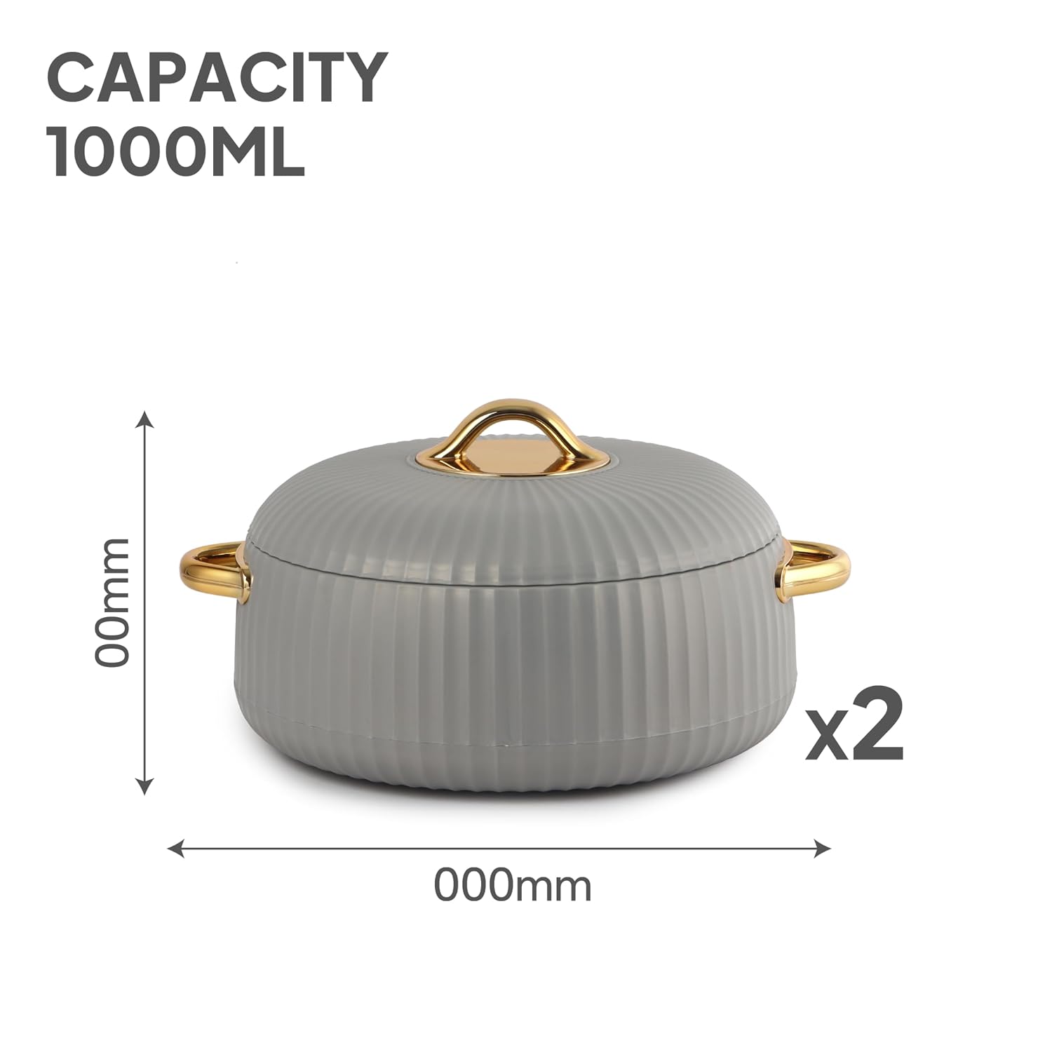 CELLO Aurum Insulated Casserole Hot Pot Box Set of 2 Pcs 1000ml Grey |
