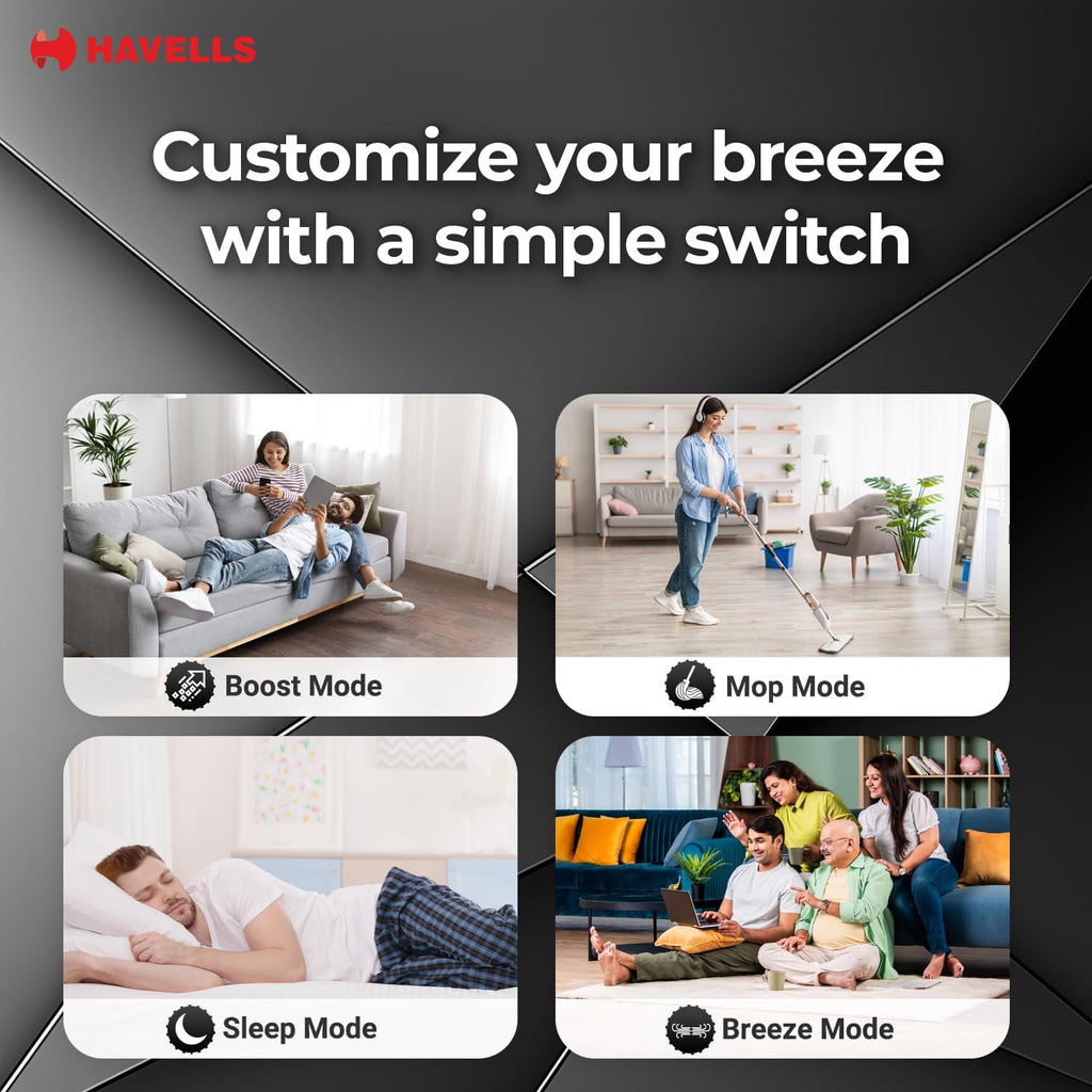 Havells FAB BLDC LED Ceiling Fan 1200 mm, 5 star, LED Speed Indicator, 380 RPM, Up to 65% Savings,Reverse Rotation,4 Speed Modes,Low Wattage 30W,Low Noise...