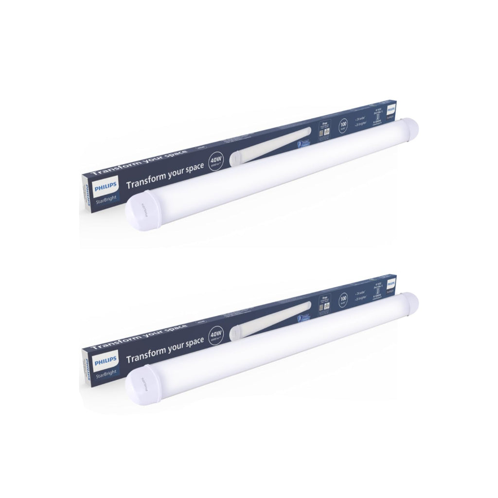 Philips 40-watt LED Batten/Tubelight | StarBright Compact 4-ft Decorative Modern LED Wall Tubelight for Living Room & Bedroom | Cool Day Light, Pack of 2
