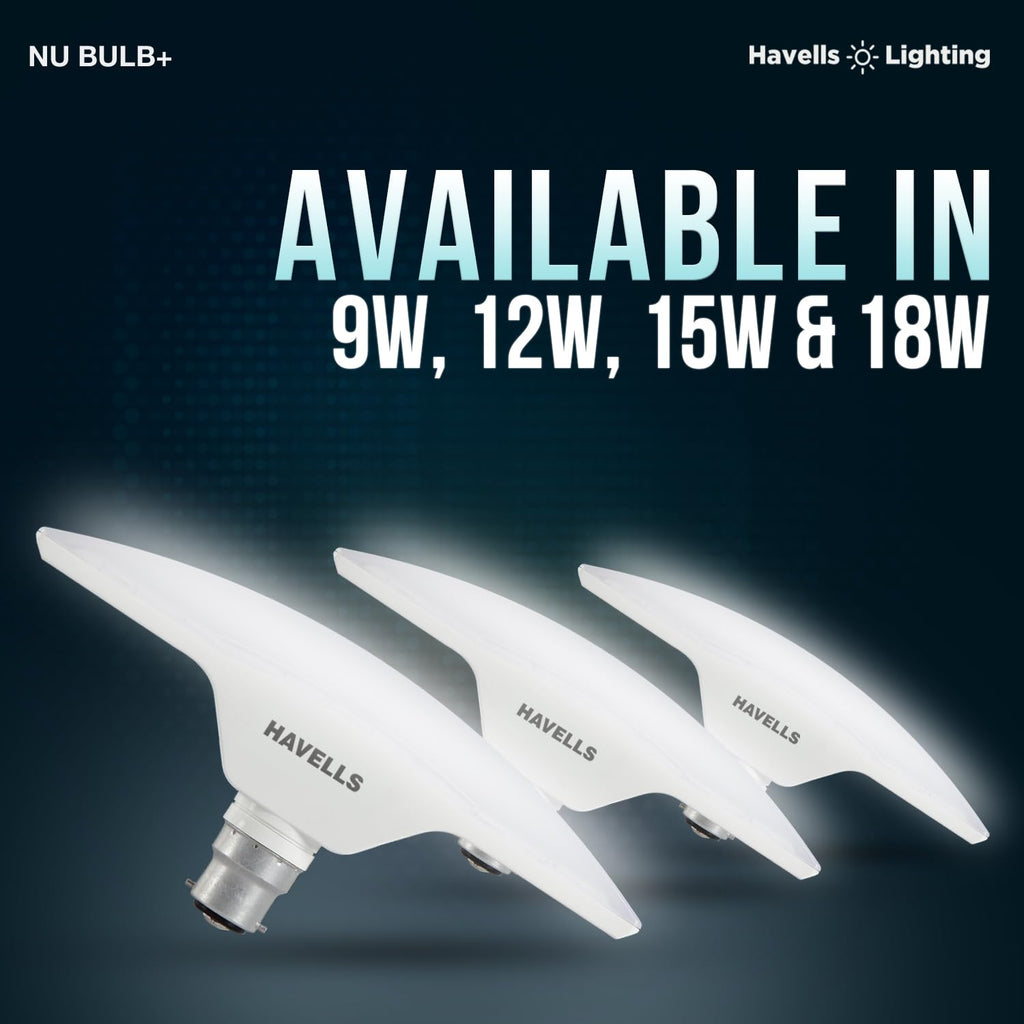 Havells T Shape Led NU Bulb 15W B22 Base|14% Wider Light Spread|100 Lumens Per Watt|Inbuilt 4.0Kv Surge Protection| 320 Degree Rotation For Multiple Applications (6500K,Cool Day Light) - Pack Of 6