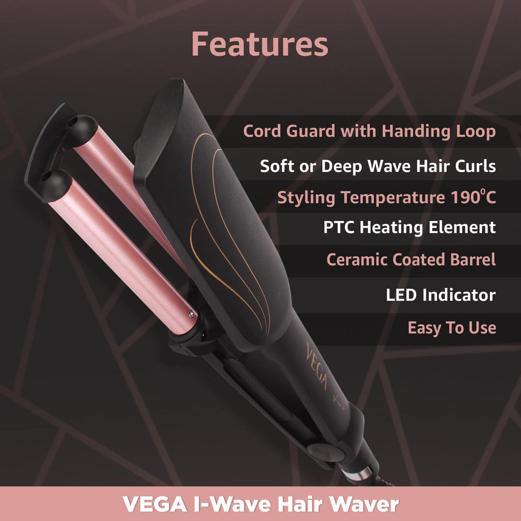 VEGA I-Wave Hair Waver, VHWR-01 & VEGA 3 in 1 Hair Styler, Straightener, Curler
