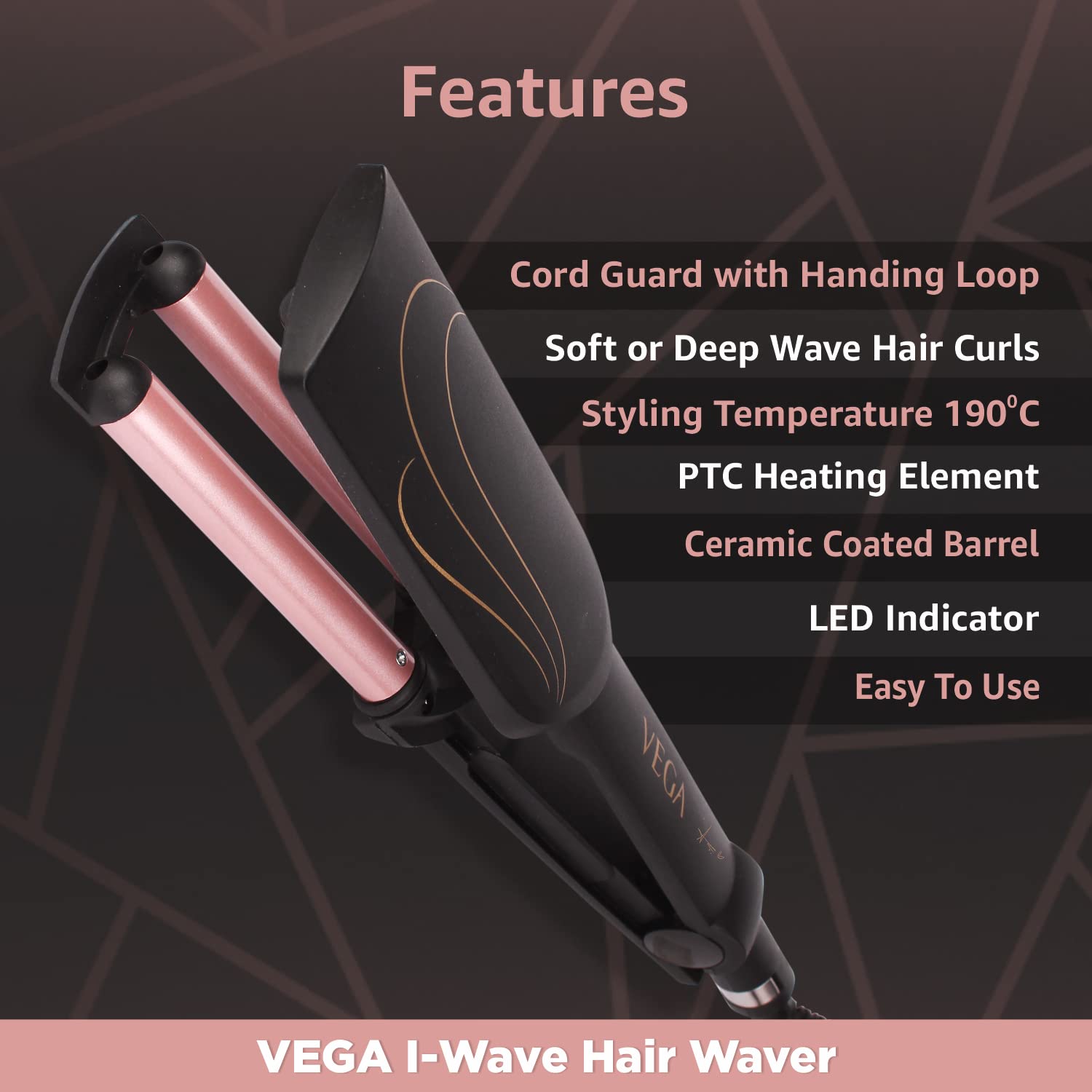 VEGA I-Wave Hair Waver, VHWR-01 & VEGA 3 in 1 Hair Styler, Straightener, Curler