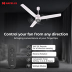 Havells FAB BLDC LED Ceiling Fan 1200 mm, 5 star, LED Speed Indicator, 380 RPM, Up to 65% Savings,Reverse Rotation,4 Speed Modes,Low Wattage 30W,Low Noise...