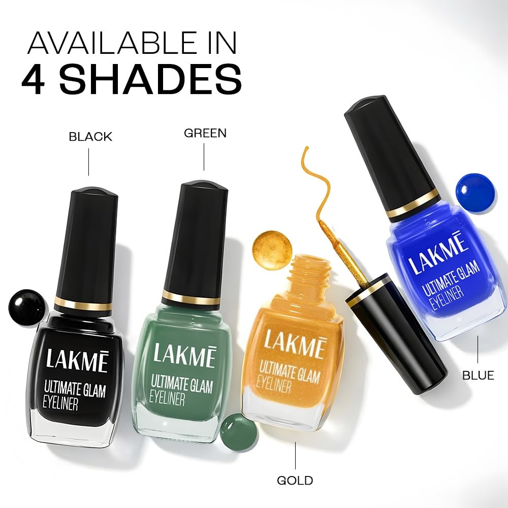 Lakme Ultimate Glam Eye Liner, Semi Matte, Quick drying, Water resistant & Smudgeproof Eye Liner, Green, 9ml