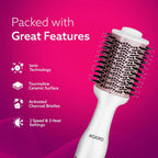 AGARO Hot Air Brush for Hair, Blow Dryer Brush, Volumizer & Styler, 360° Airflow Vent, Oval Barrel for Hair Volume, Charcoal Bristles, Ceramic...