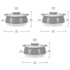 MILTON Venice Double Walled Inner Stainless Steel Serving Casserole Set of 3 (450 ml, 850 ml, 1350ml)