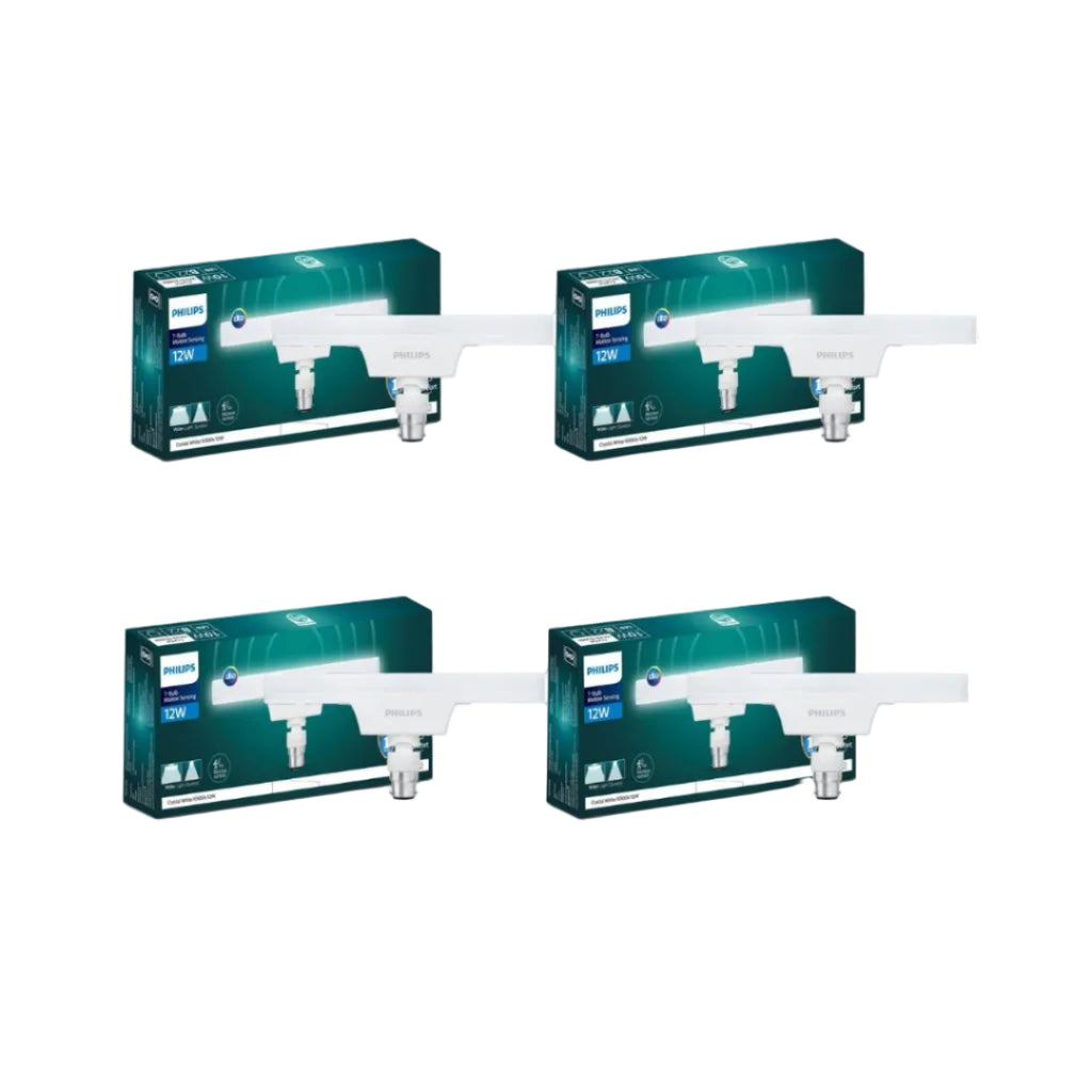 PHILIPS Motion Sensor 12W T-Bulb,Colour: Crystal White,Base:B22(Pack of 4) (929003127813_4)