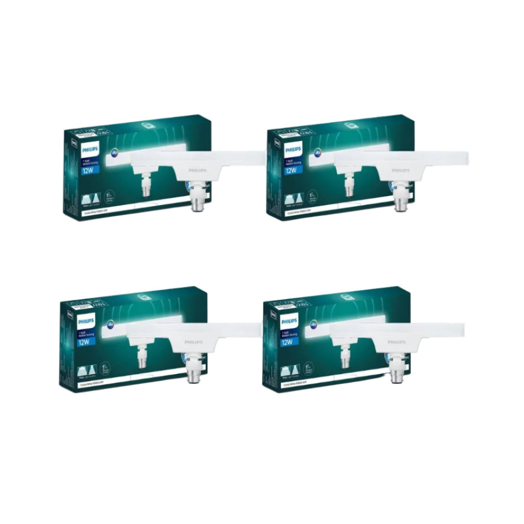 PHILIPS Motion Sensor 12W T-Bulb,Colour: Crystal White,Base:B22(Pack of 4) (929003127813_4)