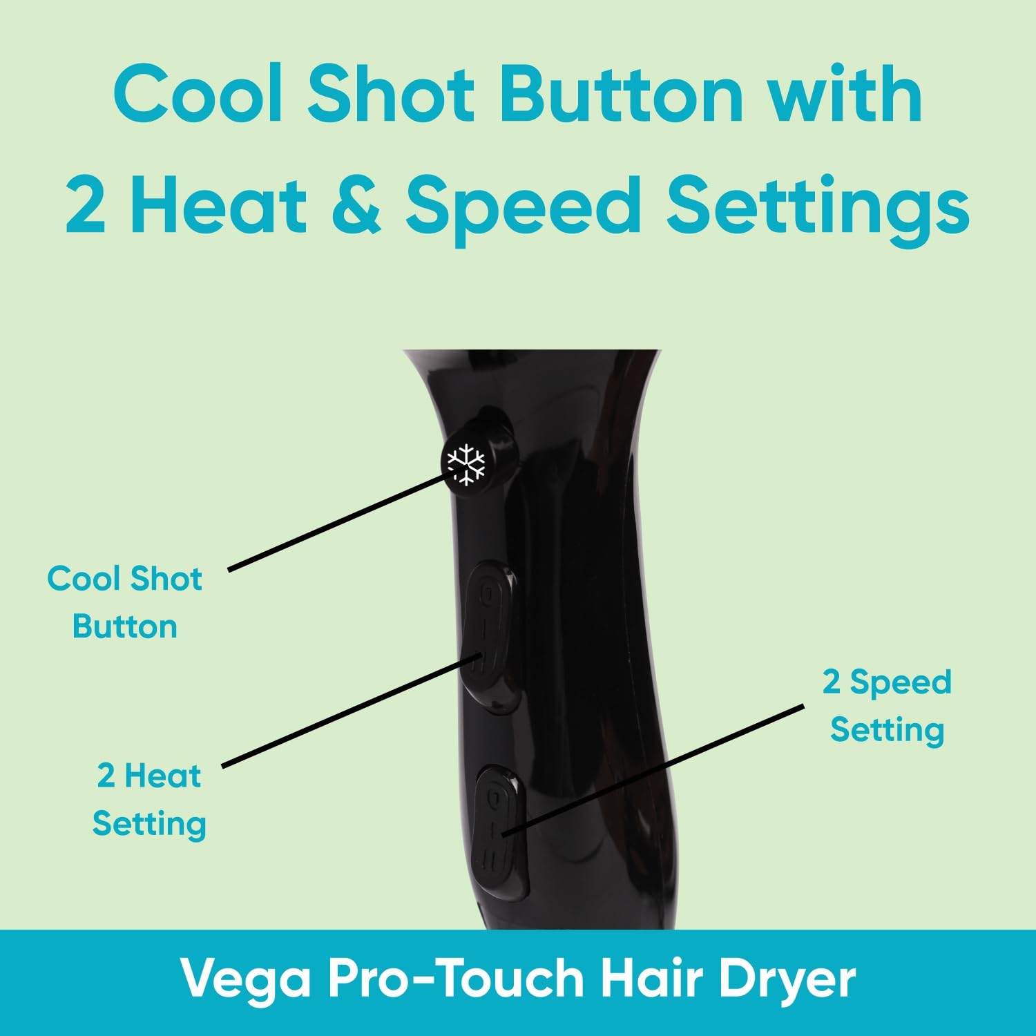 Vega 3 in 1 Hair Styler, 2000 Watts Straightener, Curler & Crimper (VHSCC-01), Black & Pro Touch VHDP-02 Hair Dryer (Black)