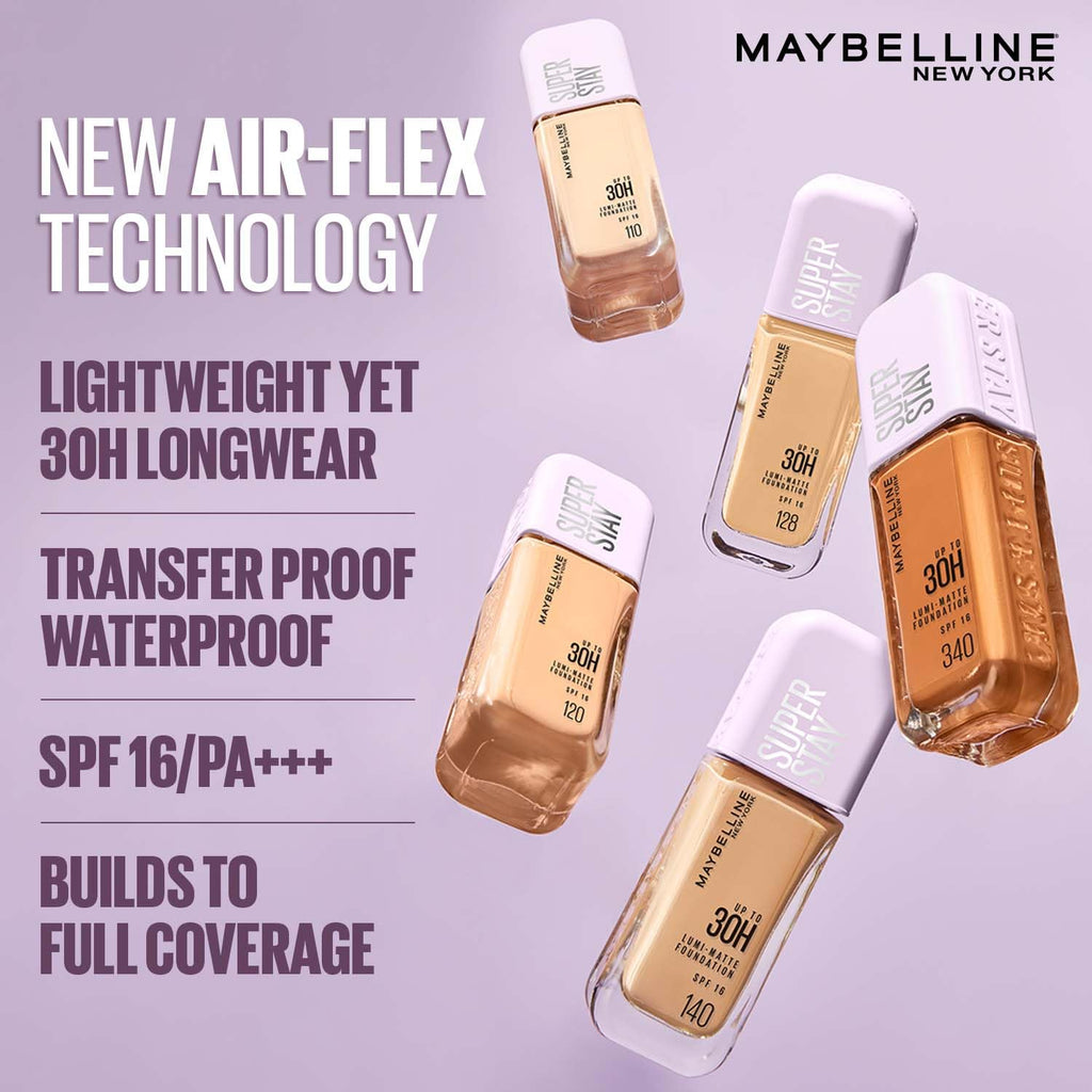 Maybelline New York Super Stay Lumi Matte Liquid Foundation, 123 | 30 HR Long Lasting yet Lightweight, 35ml