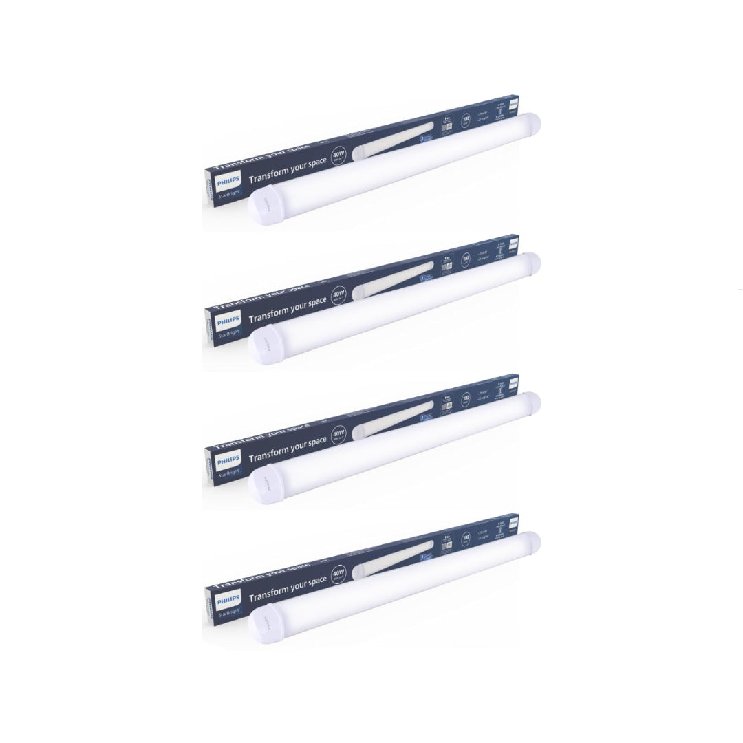 Philips 40-watt LED Batten/Tubelight | StarBright Compact 4-ft Decorative Modern LED Wall Tubelight for Living Room & Bedroom | Cool Day Light, Pack of 4
