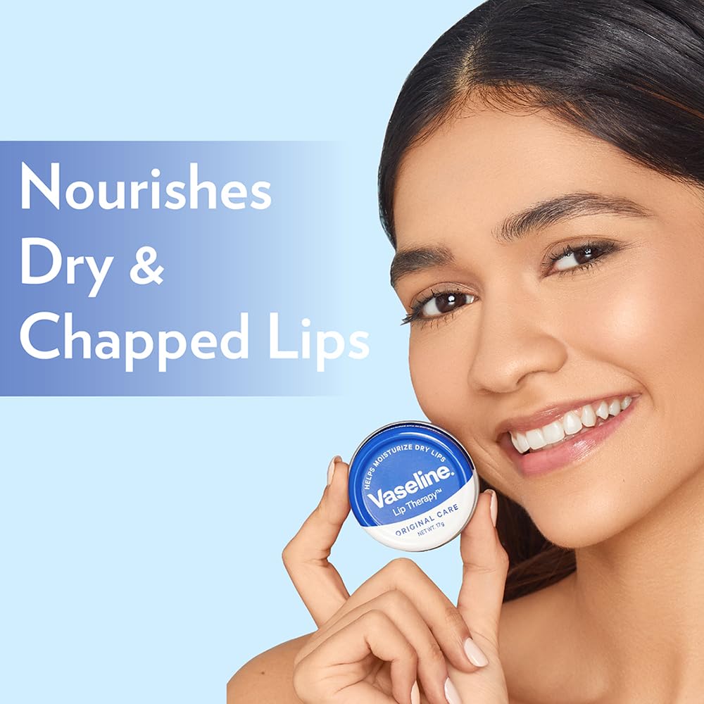 Vaseline Lip Tins Original Care, 17g | Infused with Vitamin E to Hydrate & Moisturize Dry Lips Transparent