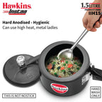 Hawkins 1.5 Litre Instaa Pressure Cooker, Induction Inner Lid Cooker, Tall Body Hard Anodised Baby Cooker, Black (IIH15)