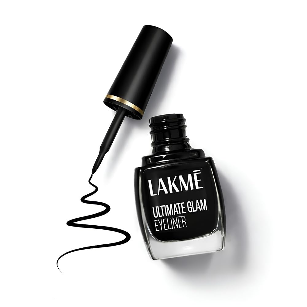 Lakme Ultimate Glam Eye Liner, Semi Matte, Quick drying, Water resistant & Smudgeproof Eye Liner, Black, 9ml