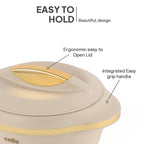 CELLO Stylus Insulated Casserole Hot Pot Box Set of 3 Pcs, Beige (500ml, 1000ml, 1500ml) |