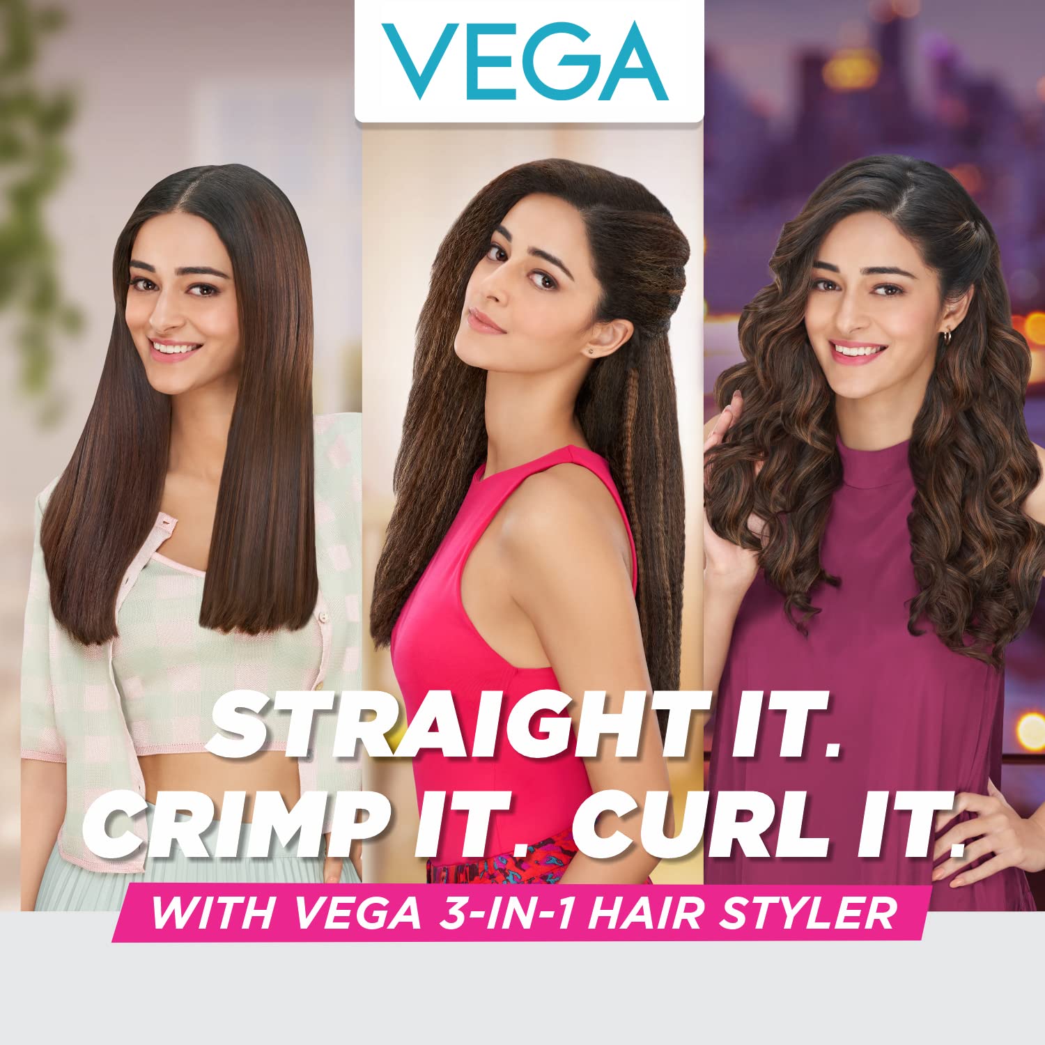 VEGA I-Wave Hair Waver, VHWR-01 & VEGA 3 in 1 Hair Styler, Straightener, Curler