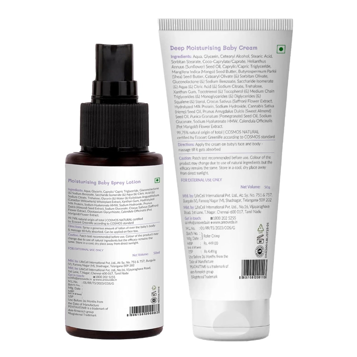 AreoVeda Mini Moisturising Kit With Pentavitin & Hyaluronic Acid I 72Hr Hydration I Relieves Dryness I Suitable For Newborns