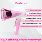 VEGA I-Curl Hair Curler, Vhch-05 & Blooming Air Foldable 1000 Watts Hair Dryer With Heat & Cool Setting