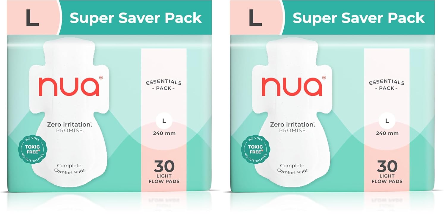 Nua Ultra-Safe Sanitary Pads for Women | SUPER SAVER Pack of 60 |