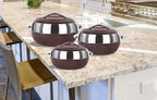 MILTON Fiesta Insulated Casserole (Brown, Set Of 3, Inner Stainless Steel), 450 Ml