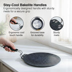 Prestige Durastone 28cm Hard Anodised Non-Stick Dosa Tawa| 6 Layer Non-Stick Coating|