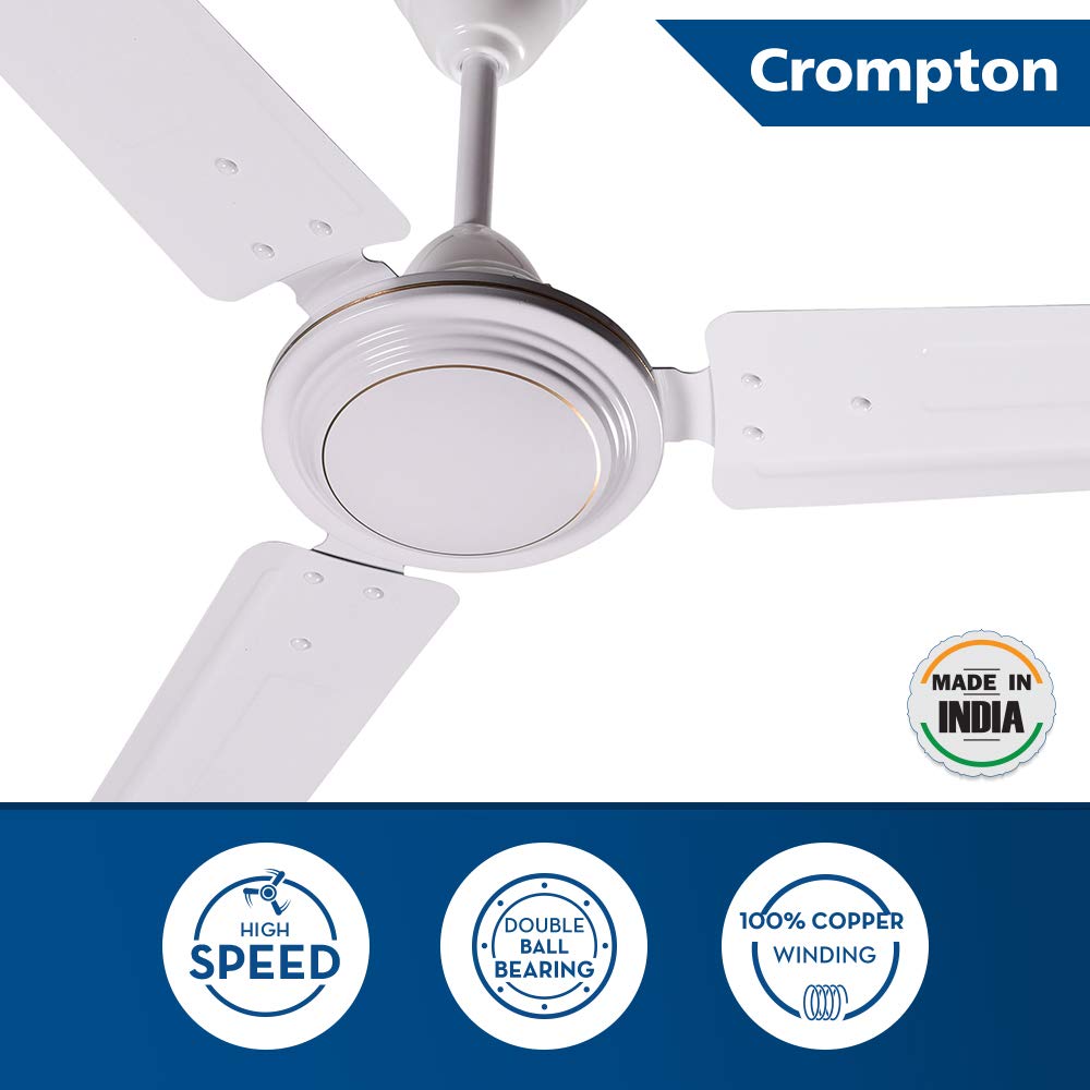 Crompton Hill Briz 1200 mm (48 inch) High Speed Ceiling Fan (Opal White)