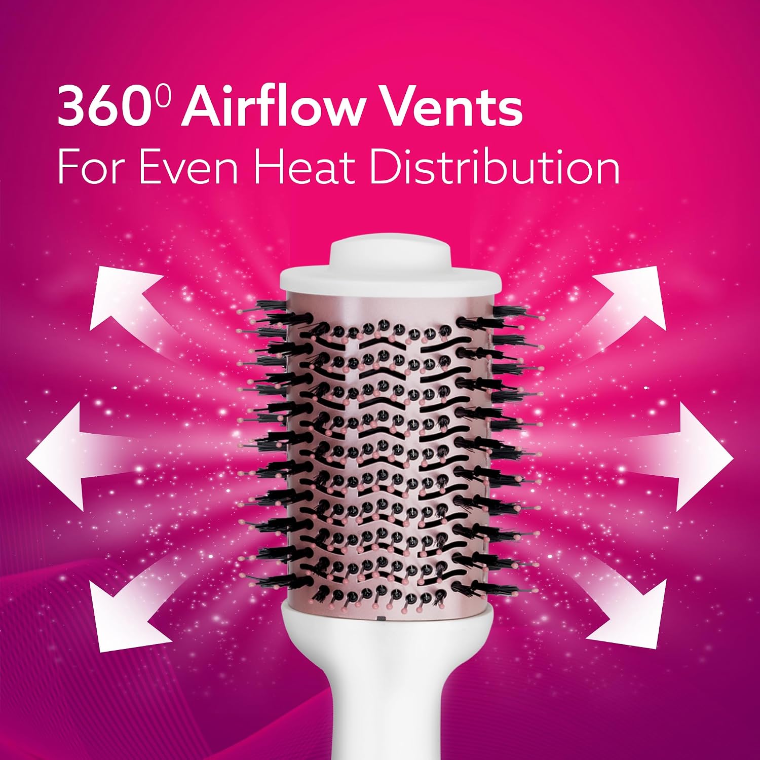 AGARO Hot Air Brush for Hair, Blow Dryer Brush, Volumizer & Styler, 360° Airflow Vent, Oval Barrel for Hair Volume, Charcoal Bristles, Ceramic...