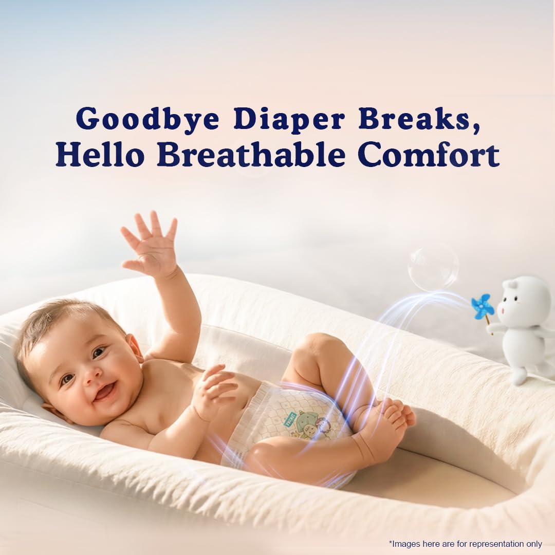MamyPoko Pants Skin Breathe Care | Baby Diapers Small Size (S) | 148 Count | 4-8Kgs | Half Skin Touch Airy Sheet | 3X Breathable | Derma Tested