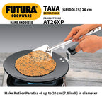 Hawkins Futura 26 cm Tava, Hard Anodised Tawa with Plastic Handle, Extra Thick Tawa, Black (AT26XP)