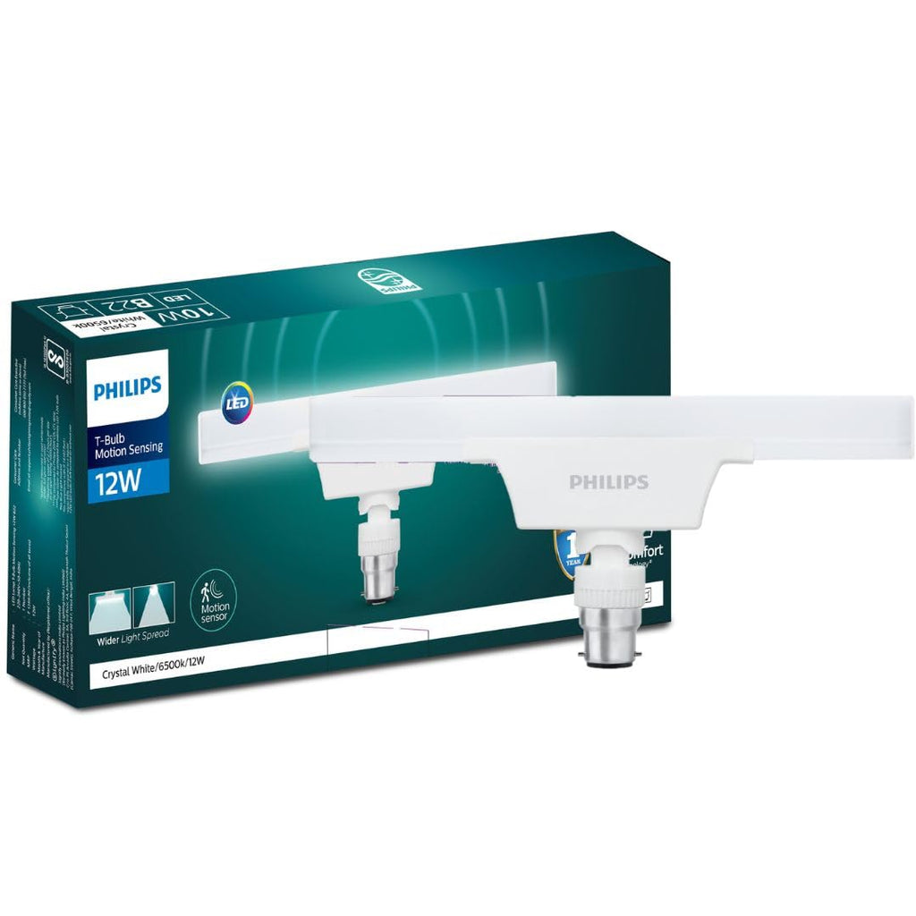 PHILIPS Motion Sensor 12W T-Bulb,Colour: Crystal White,Base:B22(Pack of 4) (929003127813_4)