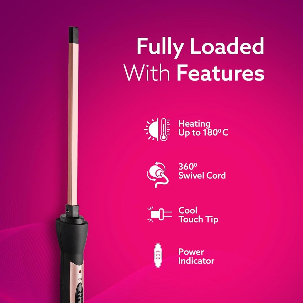 AGARO Hair Curler With 7 MM Barrel, Rod, Tong, Chopstick Rectangular Hair Curler, Ceramic Coated Plates
