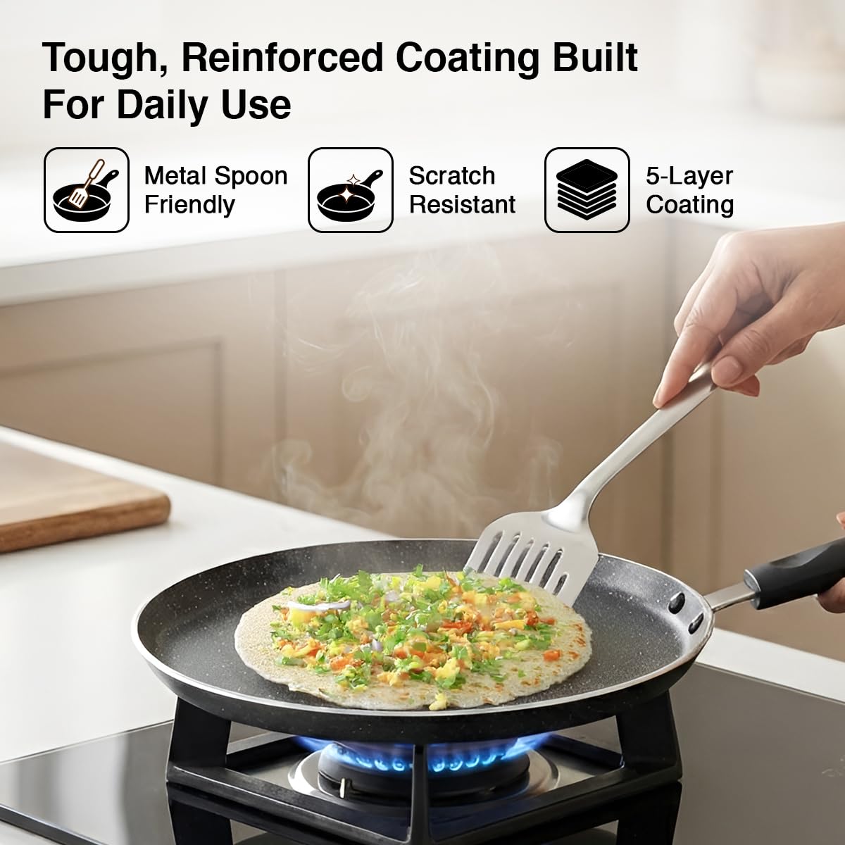 Prestige Omega Deluxe Granite Dosa Tawa, 280 mm, Black, Nonstick Aluminium