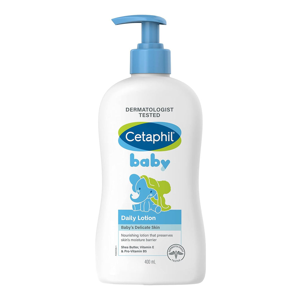 Cetaphil Baby Daily Lotion (400ml pack of 2), Suitable for baby’s delicate skin, Shea Butter and Vit E, Dermatologist Tested and Pediatrician Recommended