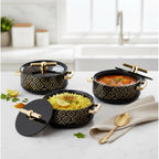 CELLO Jewel NX Insulated Casserole Set of 3 Pcs (500ml, 1000ml, 1500ml) Black |