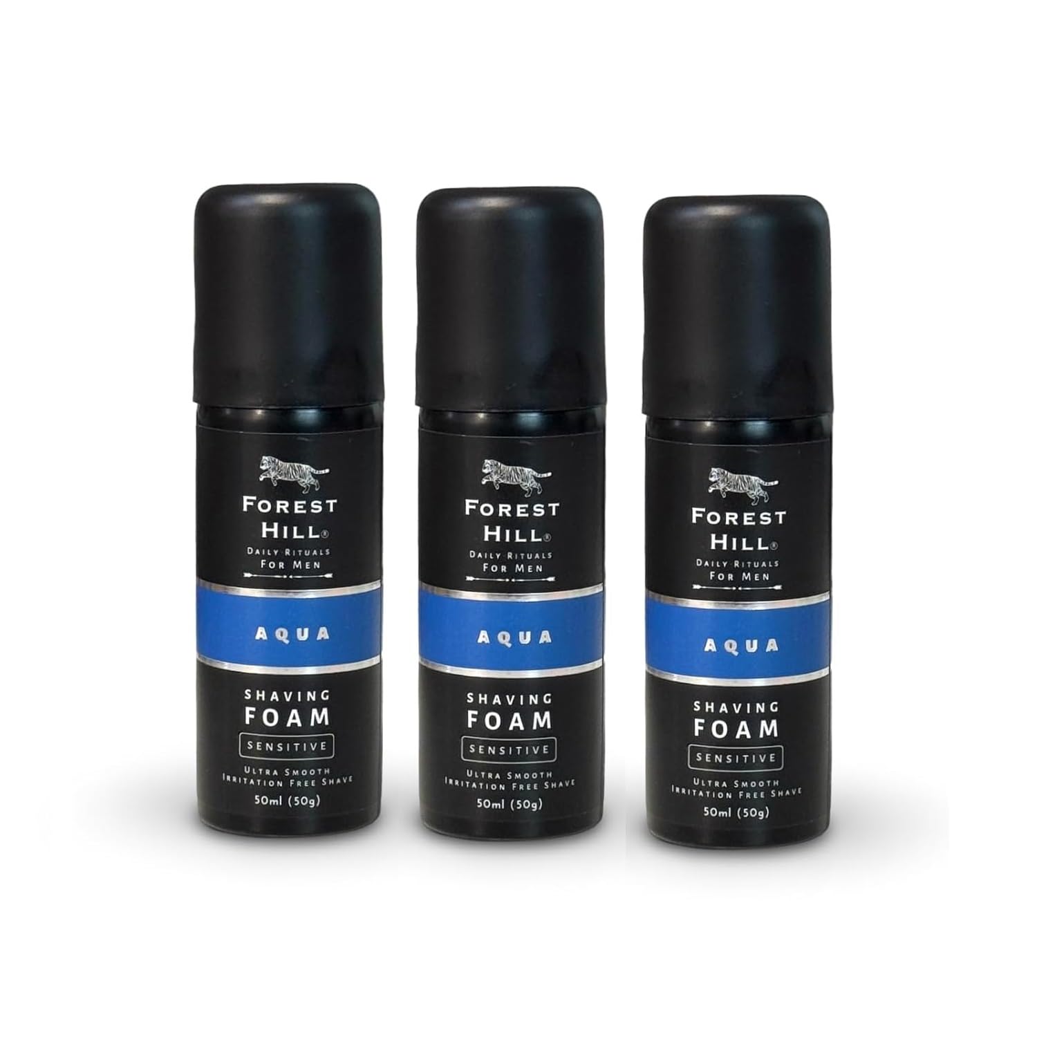 Forest Hill Pack of 3 Aqua Pre Shave Foam For Men, Goodness of Olive and Argan Oil, Mulberry, Rosemary & Peppermint Extract, Prevent Cuts and Burns,...