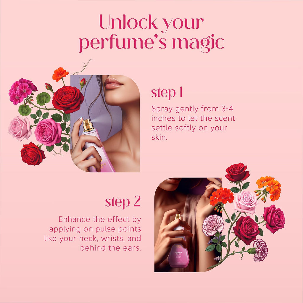 Yardley London English Rose Perfume for Women, 50ml – 90% Naturally Derived, Floral Daily Wear Spray | Rose & Musk Fragrance