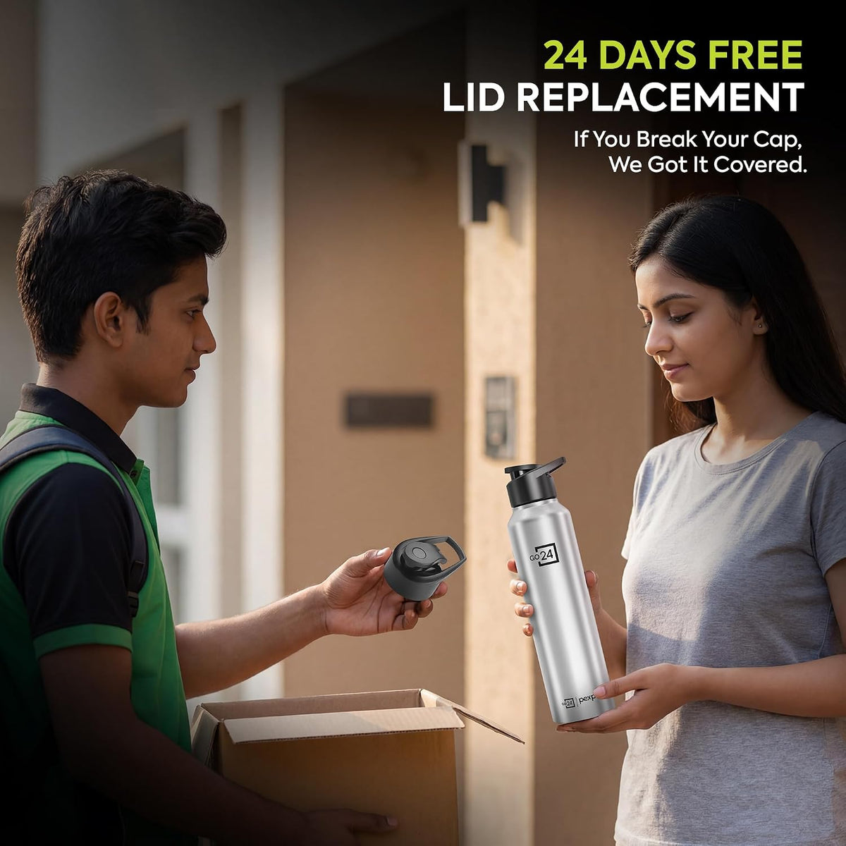 Stainless Steel Water Bottle Craft Silver 950ml Sipper Cap Lightweight single-wall water bottle with leakproof lid, BPA-free, ideal for school, office, gym, travel