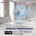 Havells SWING NEO NS TABLE FAN 400 MM| Smooth Air Flow & Jerk- Free oscillation | 100% Copper Motor | 3 Speed Regulation| Air Speed: 1350 RPM| Tilting Fan Head Mechanism (Icy Blue)