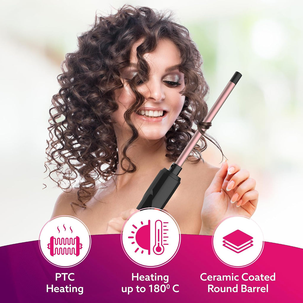 AGARO Round Chopstick Curler, With 9 MM Barrel, Rod, Tong, Chopstick Round Hair Curler, Ceramic Coated Plates, Cool Touch Tip