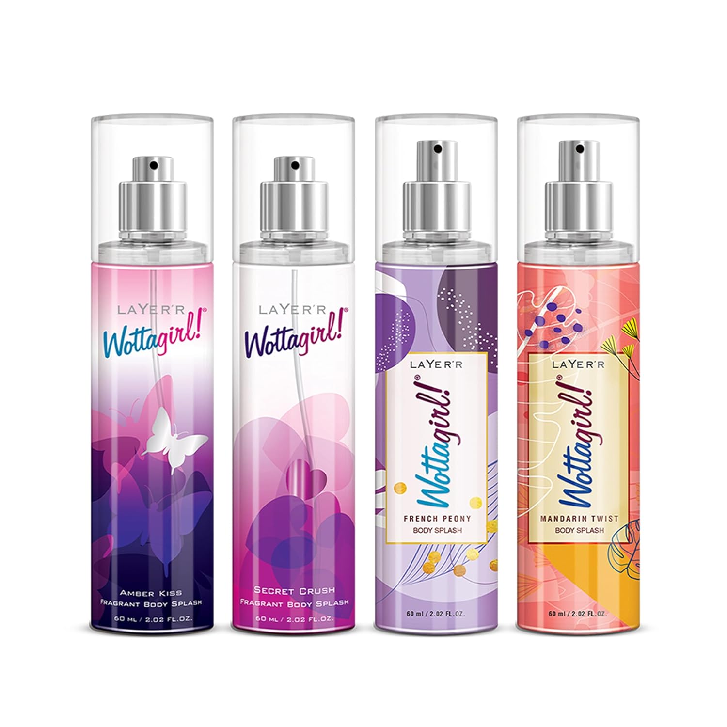 Layer'r Wottagirl 60ml Body Mist Combo for Women, Pack of 4 | Long-lasting fruity, floral & aquatic fragrance collection with citrus, peony, jasmine...