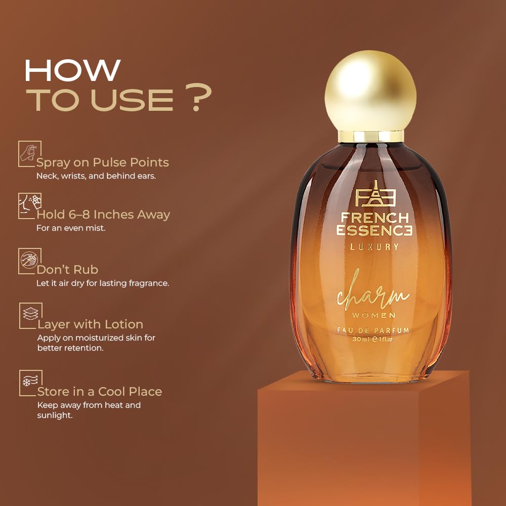 French Essence Charm Women Perfume 30ml | Long-Lasting Luxury Unisex Fragrance | Premium Eau De Parfum for a Captivating Scent | Best Perfume Gift for Her |...