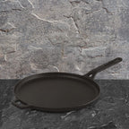 Cello Ironica Pre-Seasoned Cast Iron Dosa Tawa with Handle 28 CM, Black |