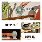 Orient Electric Orbis Rechargeable Personal Fan | 360° Rotation | 1800 mAh Battery | 4 Speed Modes with Timer | Quiet Operation | USB Type-C Charging | Clip-On Mini Fan | Matcha Green