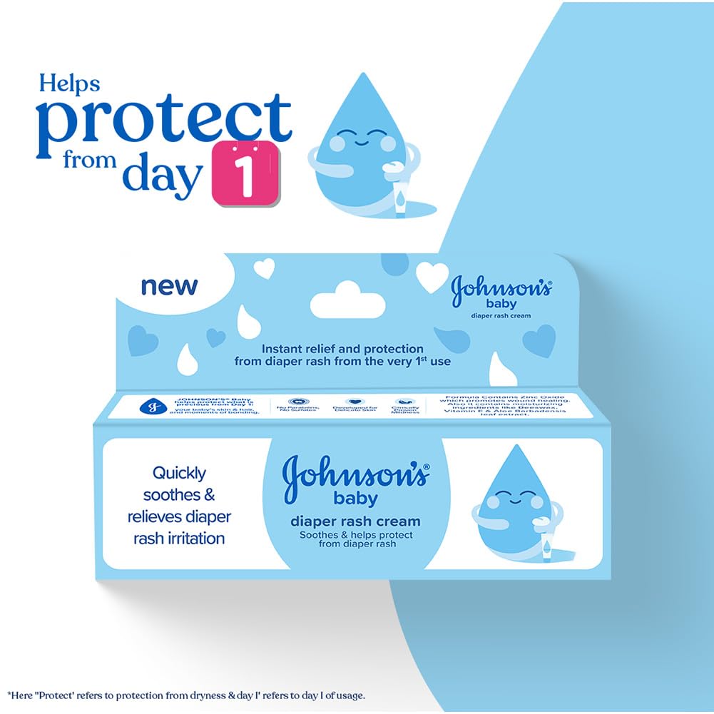 Johnson's Baby Diaper Rash Cream Combo 40g x 2 | With Aloe Vera & Natural Beeswax | For All Skin Types Including Sensitive Skin | Clinically Proven, Soothes & Prevents Diaper Rash | No Parabens & Sulphates | Paediatrician Tested