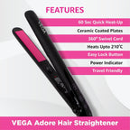 VEGA Adore Hair Straightener (VHSH-18), Colour May Vary & VEGA Trendy Hair Straightener(VHSH-16), Pink
