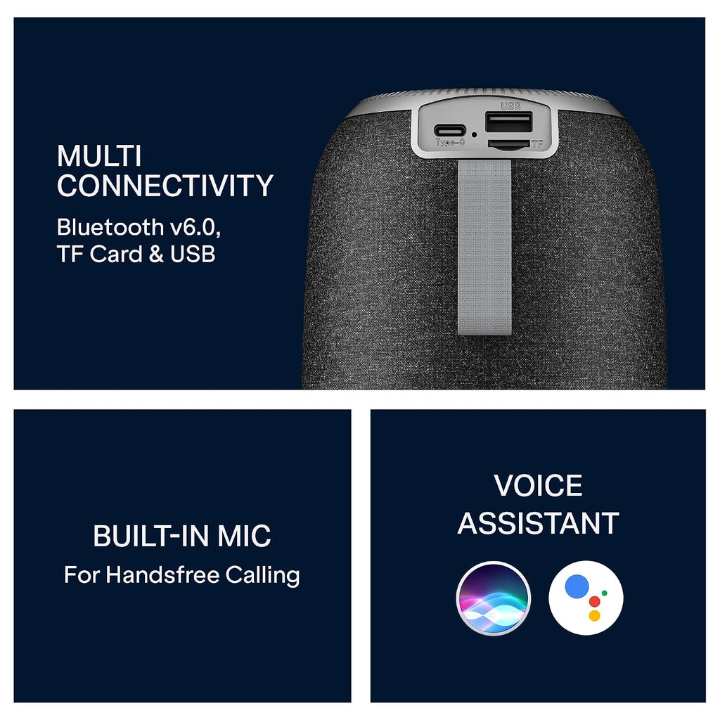 boAt Stone 350 Plus, 12W Signature Sound, Up to 8Hrs of Playtime, Type-C Charging, TWS Mode, Built-in Mic, Voice Assistant & BT v6.0, Portable Bluetooth...