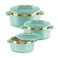 MILTON Curve Inner Stainless Steel Casserole Set of 3 (450 ml, 840 ml, 1300 ml), Light Green |