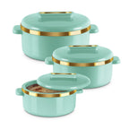 MILTON Curve Inner Stainless Steel Casserole Set of 3 (450 ml, 840 ml, 1300 ml), Light Green |